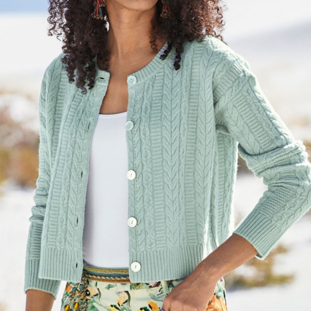 Peruvian Connection Cropped Cableknit Sweater - image 5